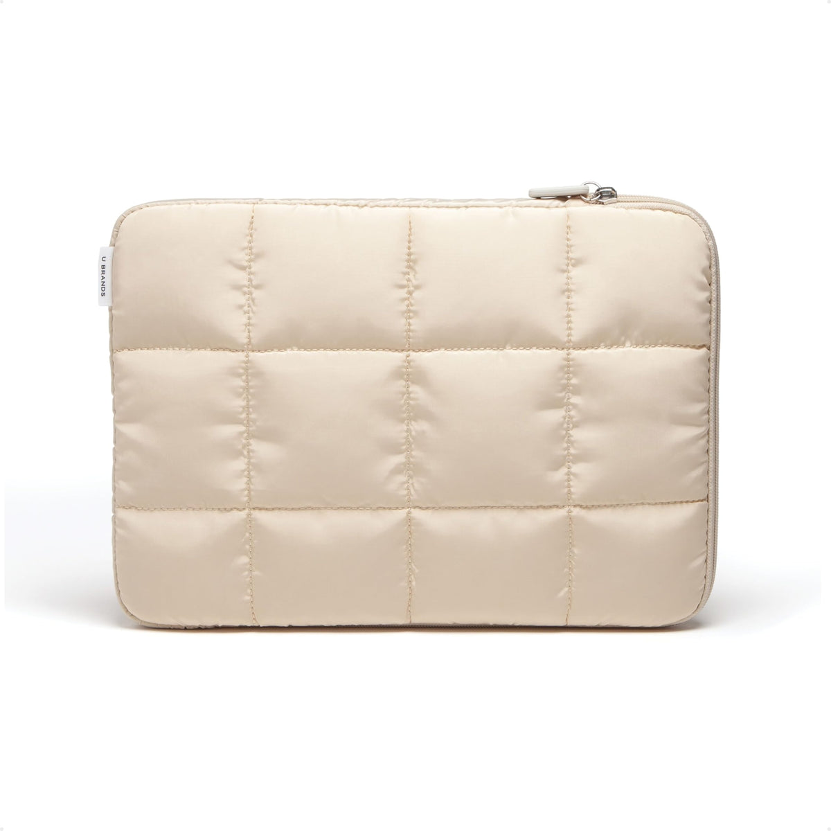 U Brands Nylon Puffy Zipping Medium Laptop Sleeve, 9.75" x 13", MacBook Bag, Laptop Case for MacBook Pro, MacBook Air, Chromebook, HP Computer, Sand Beige