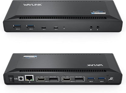 WAVLINK Universal USB C Laptop Docking Station Dual Monitors 5K/4K@60Hz with 65W Host Charging for Thunderbolt 4/3, USB-C Windows, Mac, Chrome, Ubuntu 20.04,22.04(2HDMI, 2DP, 6USB 3.0, 1Gbps Ethernet