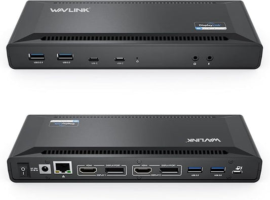 WAVLINK Universal USB C Laptop Docking Station Dual Monitors 5K/4K@60Hz with 65W Host Charging for Thunderbolt 4/3, USB-C Windows, Mac, Chrome, Ubuntu 20.04,22.04(2HDMI, 2DP, 6USB 3.0, 1Gbps Ethernet