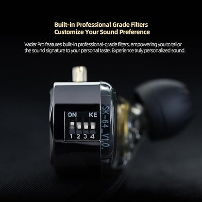 KZ Vader Pro in-Ear Monitors Gaming Earbuds, Triple Dynamic Driver IEM with 4 Tuning Switches, Clarity in All Frequency Stereo Sound Comfortable Noise Isolating Earphones for Stage and Studio (NNMIC)