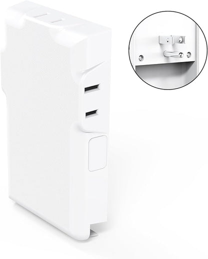 Power Strip Surge Protector with Outlet Cover, 6 AC Outlets Surge Protection, 4 USB Ports, 5ft Extension Cord, Wall Mount Flat Plug for Indoor Home Office Kitchen, White