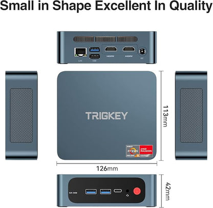 TRIGKEY Mini PC Ryzen 5 5500U(6Cores, 12Threads) 16GB DDR4 500GB M.2 NVME(Max 2200MB/S) SSD, S5 Mini Desktop Computers OS 11 Pro, WiFi6(802.11ax) BT5.2, Triple Display USB 3.2 * 3 Type-C LAN 2.5Gbps
