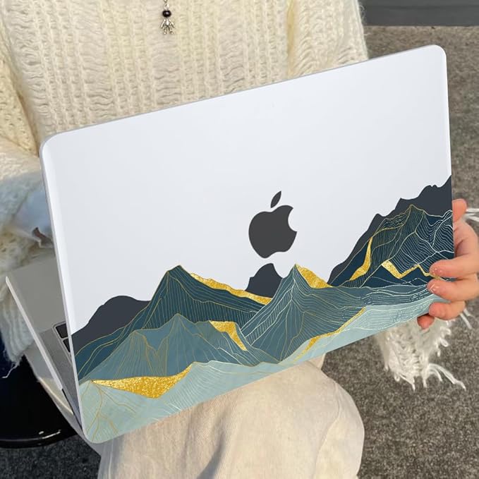 for MacBook Air 13 Inch Case 2021 2020 2019 2018, Plastic Hard Shell Case Keyboard Cover for Mac Air 13 Model A2337 M1 A2179 A1932 with Touch ID & Retina Display, Circling Mountain