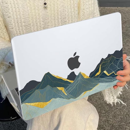 for MacBook Air 13 Inch Case 2021 2020 2019 2018, Plastic Hard Shell Case Keyboard Cover for Mac Air 13 Model A2337 M1 A2179 A1932 with Touch ID & Retina Display, Circling Mountain