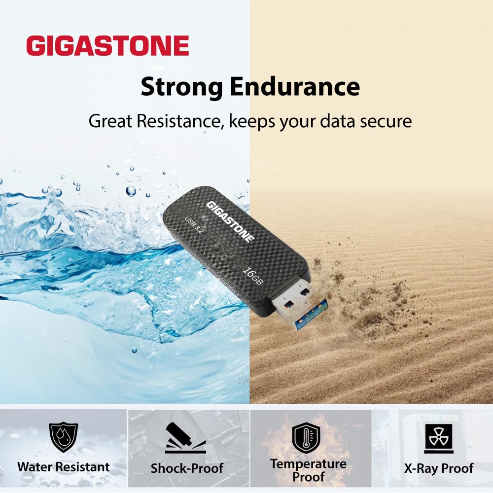 Gigastone Z30 16GB USB3.0 Flash Drive, Capless Retractable Design Pen Drive, Carbon Fiber Style, Reliable Performance & Durable (GS-U316GSLBL-R)