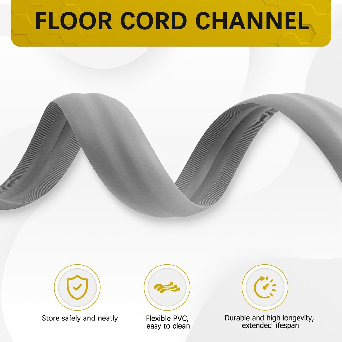 JAHOMFAI Floor Cord Cover 3.3FT Cord Covers for Wires on Floor Protect Wires & Prevent Trip Hazards, Easy to Cut for Home, Office, School, Concerts, Cavity W0.6in x H0.32in