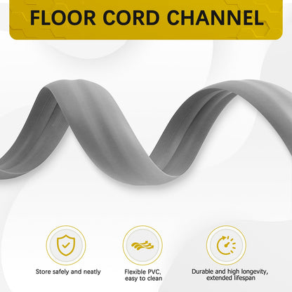 JAHOMFAI Floor Cord Cover 3.3FT Cord Covers for Wires on Floor Protect Wires & Prevent Trip Hazards, Easy to Cut for Home, Office, School, Concerts, Cavity W0.6in x H0.32in