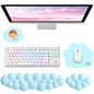 Sushret Cloud Wrist Rest for Computer Keyboard and Mouse Pad Set, Pink