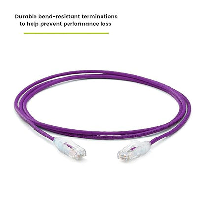 TRUECABLE Cat6 Component Rated Patch Cable, Unshielded (U/UTP), 5ft, Purple, 28AWG Solid Copper, Snagless 10G High-Speed Ethernet Cable, PoE++ 4PPoE 100W, UL Listed, RoHS-3, 1 Pack