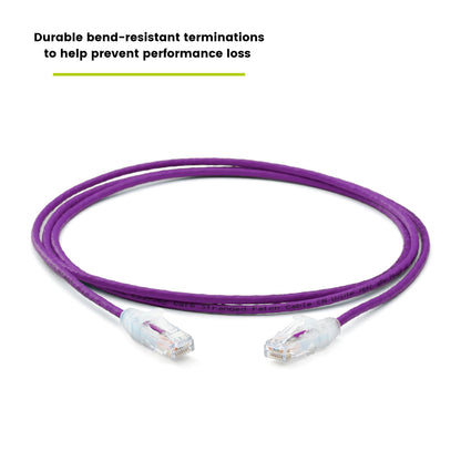 TRUECABLE Cat6 Component Rated Patch Cable, Unshielded (U/UTP), 5ft, Purple, 28AWG Stranded Pure Copper, Snagless 10G High-Speed Ethernet Cable, PoE++ 4PPoE 100W, UL Listed, RoHS-3, 1 Pack