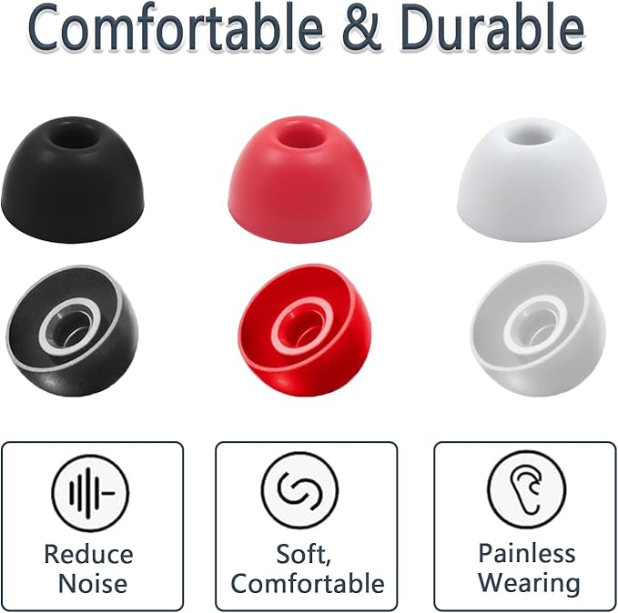 Replacement Silicone Ear Tips for Beats Fit Pro/Studio Buds/Studio Buds+ Headphone, 6 Pairs Earbuds Eartips L/M/S, Eargels Set Fit in Case, Earplug Ear Cap (Red with Pen)