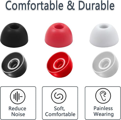 Replacement Silicone Ear Tips for Beats Fit Pro/Studio Buds/Studio Buds+ Headphone, 6 Pairs Earbuds Eartips L/M/S, Eargels Set Fit in Case, Earplug Ear Cap (Red with Pen)