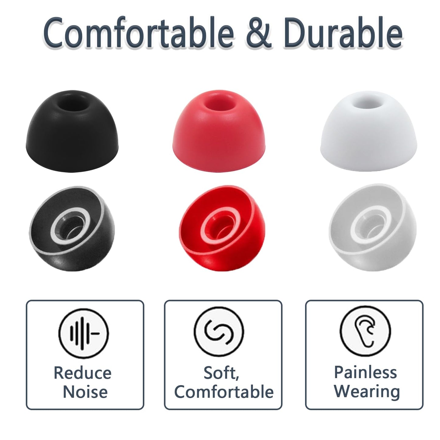 Replacement Silicone Ear Tips for Beats Fit Pro/Studio Buds/Studio Buds+ Headphone, 6 Pairs Earbuds Eartips L/M/S, Eargels Set Fit in Case, Earplug Ear Cap (Black with Pen)