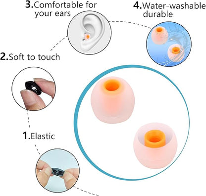 Earbud Tips Ear Bud Tips Soft Anti Slip Washable and Reusable Silicone Replacement Earbud Tips Fit Most in-Ear Earbuds(Inner Hole 3.8mm -5.1mm) 18pcs S M L