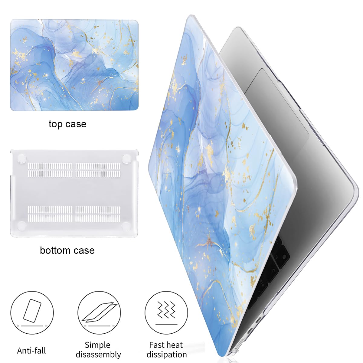 LCMOCICO for MacBook Air 13 inch Case M5 M4 M3 M2 2026-2022, Blue Marble