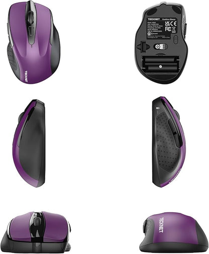 TECKNET Wireless Mouse, 2.4G Ergonomic Optical Mouse, Computer Mouse for Laptop, PC, Computer, Chromebook, Notebook, 6 Buttons, 24 Months Battery Life, 2600 DPI, 5 Adjustment Levels
