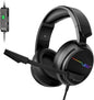 Jeecoo V20U USB Pro Gaming Headset for PC - 7.1 Surround Sound Headphones with Noise Cancelling Microphone- Memory Foam Ear Pads for Laptop Computers