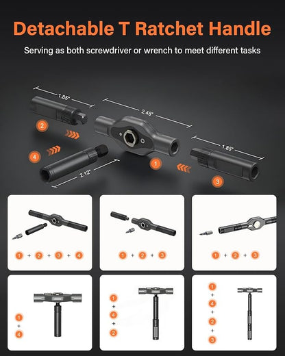 42 in 1 Magnetic Screwdriver, Screwdriver Set, Multi Bit Ratcheting Screwdriver Set with Storage Case Repair Tool Kit for Computer, Eyeglass, Bicycles, Watch, Ring Doorbell, Furniture and DIY (Orange)