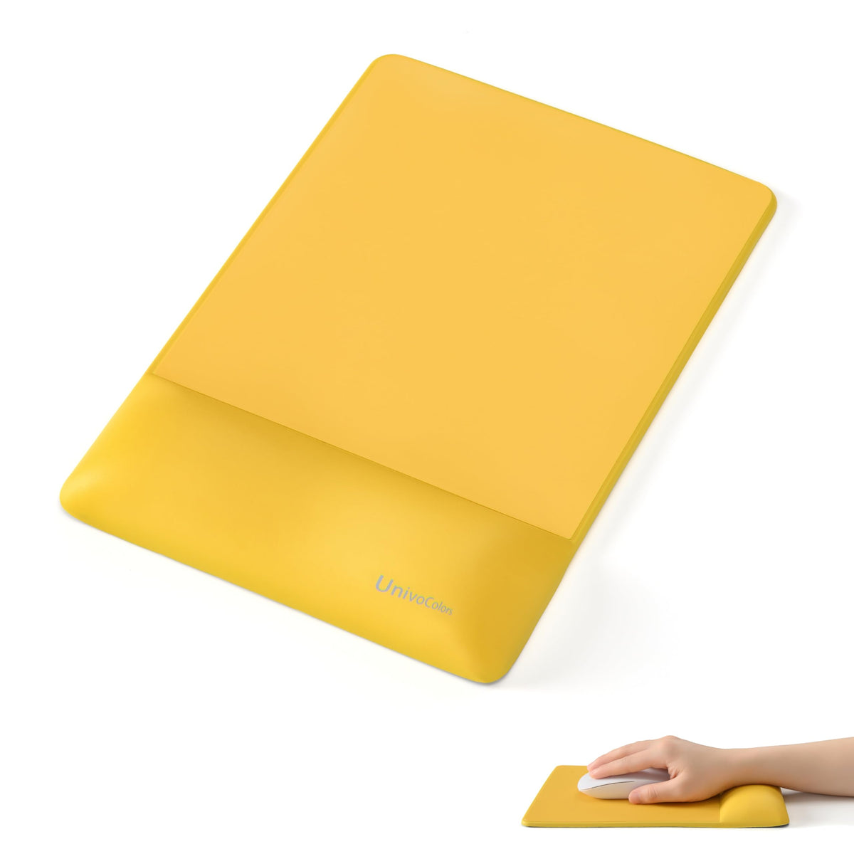 UnivoColors Design-Wave Wrist Rest, Artificial Sheepskin+Memory Foam+Ergonomic+Anti-Slip Gel, Resilience Support During Work and Gaming,Mouse Accessory,White