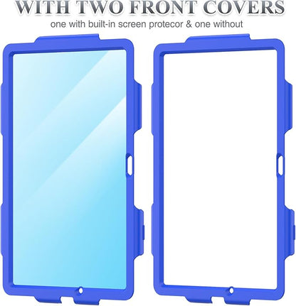 SEYMAC stock Case for Samsung Galaxy Tab A9+ Plus 11'', Full-Body Drop Protection Case with Screen Protector Pencil Holder [360° Rotating Hand Strap] &Stand, Blue+Black