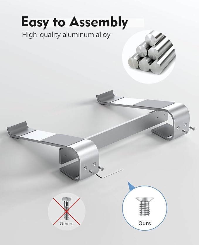 SOQOOL Laptop Stand for Desk, Computer Stand Riser for Desk,Ventilated Ergonomic Aluminum Notebook Stand Compatible with MacBook Air Pro Dell XPS HP 11 14 15.6 17.3 Inch Silver Work from Home