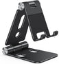 OMOTON Foldable Cell Phone Stand, C4 Portable Aluminum Phone Holder, Adjustable Phone Dock Cradle Compatible with iPhone 13/12/11 Pro Max, Samsung Galaxy, Small Tablets and Other Phones, Black