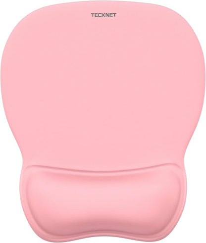 TECKNET Gel Mouse Pad with Wrist Rest, Ergonomic Office Mousepad with Wrist Support - Non-Slip & Smooth Surface Comfortable Desk Accessories Mat for Office, Gaming and Study - Pink