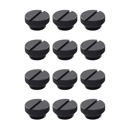 dracaena.io 12 pack G1/4" thread, Thin water Stop Plug Fitting with Coin Slot for Computer water cooling System, durable brass/copper material, Black