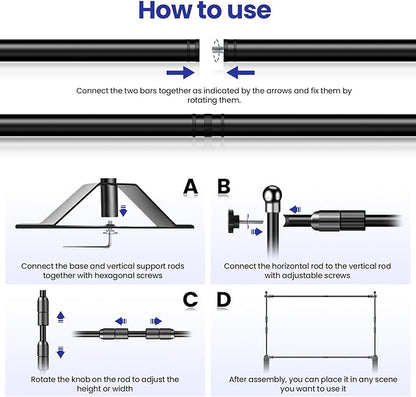 Jiang&Rong 10x8ft Photo Backdrop Stand Kit - Adjustable Telescopic Booth Background Stand with Step and Repeat Frame for Professional Photography, Trade Shows, Events