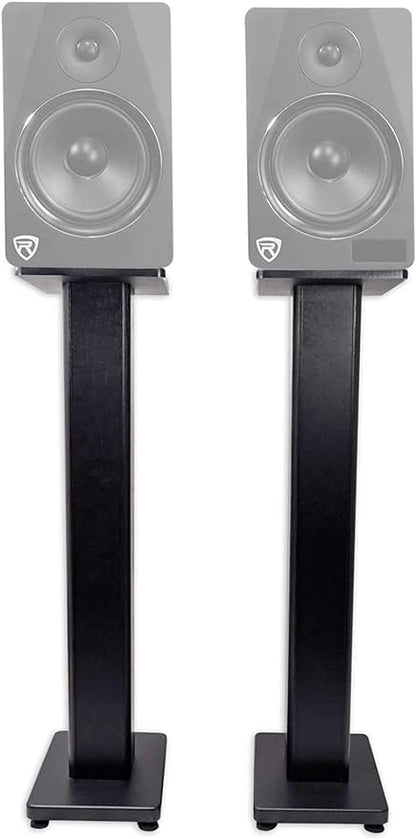 Rockville Pair RHTSB 36 Inch Bookshelf Speaker Stands, High-Performance Wood, Cable Management, Dual Platform Sizes, for Home Theater and Studio Monitors