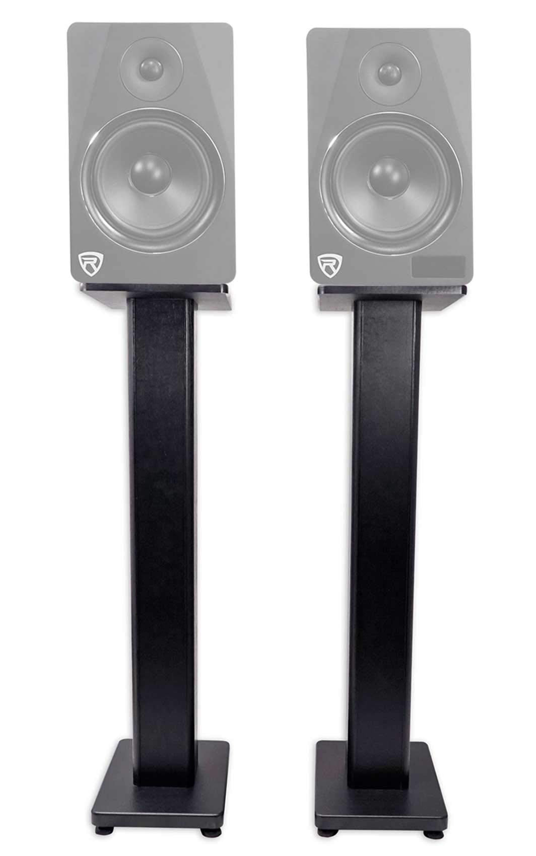 Rockville Pair RHTSB 36 Inch Bookshelf Speaker Stands, High-Performance Wood, Cable Management, Dual Platform Sizes, for Home Theater and Studio Monitors