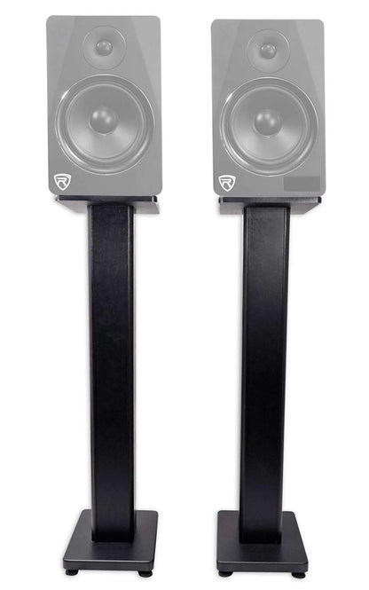 Rockville Pair RHTSB 36 Inch Bookshelf Speaker Stands, High-Performance Wood, Cable Management, Dual Platform Sizes, for Home Theater and Studio Monitors