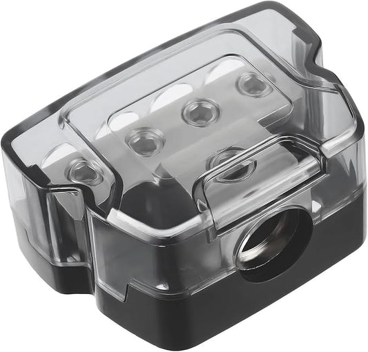 BOJACK 4 Way Power Distribution Connecting Block 1x0/2/4 Gauge Input 2x4/8 Gauge Output Power Distribution Block for Car Amplifier Audio Splitter