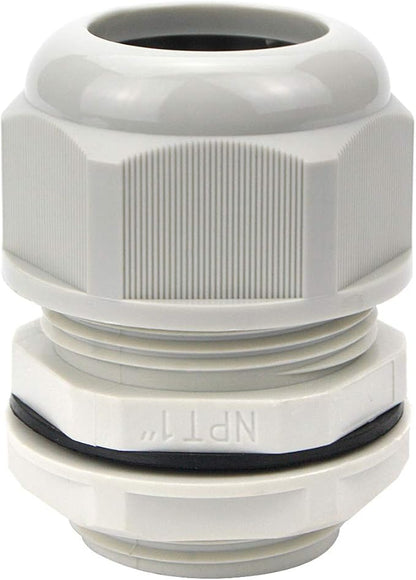 XHF 20 Pcs 1" IP68 Strain Relief Nylon Cord Grip Waterproof NPT Cable Glands Adjustable UL Listed and RoHS Compliant (Grey)