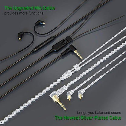 BASN in-Ear Monitors, Bmaster Triple Driver HiFi Stereo Noise-Isolating in-Ear Headphones with Two Detachable MMCX Cables for Stage/Audio Recording (Green)