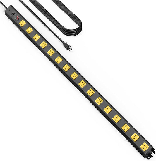 HHSOET 16 Outlet Long Power Strip, 10FT Cord Heavy Duty Power Strip with 4800J Surge Protection, 20a Mountable Wide-Spaced Outlets for Home, Office, Garage & Workshop - ETL Certified