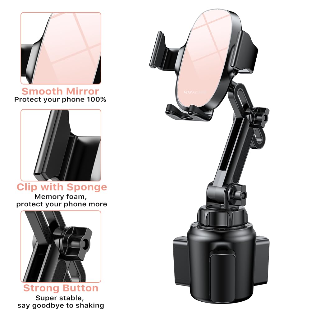 miracase Universal Cup Phone Holder for Car, [Upgraded Version] Adjustable Long Neck Car Cup Holder Phone Mount Cradle Friendly Compatible with iPhone Samsung Google and All Smartphones, Pink
