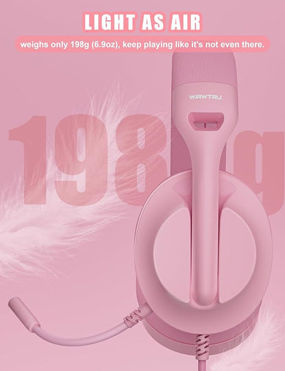 S30 Gaming Headset with Microphone,198g Lightweight Design, Wired Gaming Headphones for Xbox, Xbox Series X|S, PS5, PS4, Switch, PC, Noise Cancelling Mic, Soft Earmuffs (Pink)