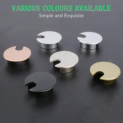 2 Pcs Desk Grommet 1-3/8" / 35 mm, Desk Cord Hole Cover, Cable Grommet Metal Zinc Alloy Materilal, Desk Hole Grommet for Home & Office Pc, Detachable Cable Cord Organizer-Matte Silver