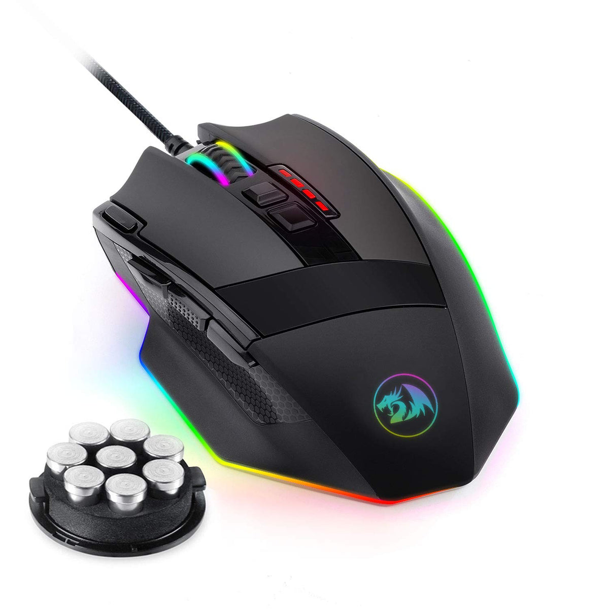 Redragon M801 Wireless Gaming Mouse, RGB Gaming Mouse with MMO 9 Programmable Macro Editing Buttons, UP 16000 Adjustable DPI, Rapid Fire Button for Game, Windows,PC - Wireless, Black