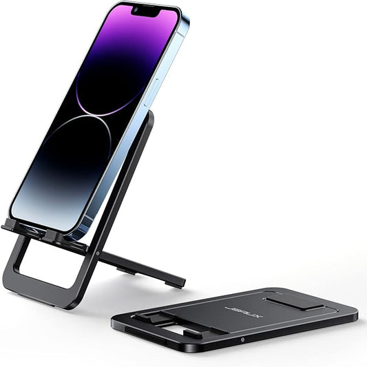 JSAUX Fold-Flat Cell Phone Stand, Adjustable Desk Holder-Black