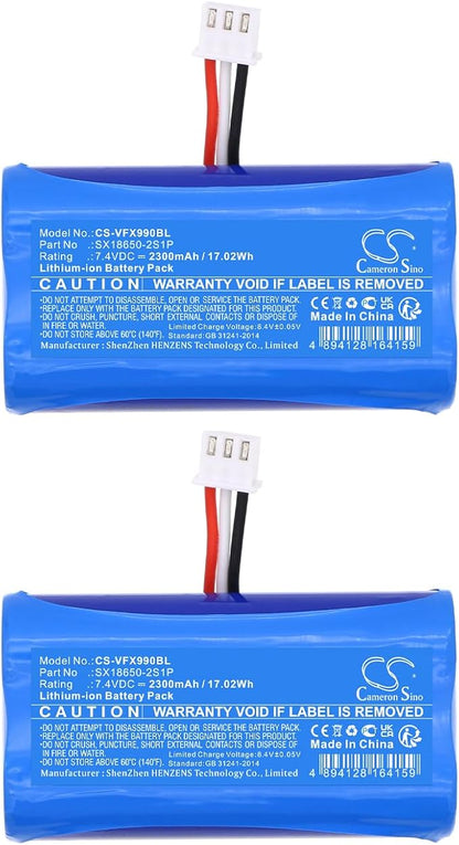 Cameron Sino (2PCS) Replacement for Ver'ifone X970 X990 Battery,fits SX18650-2S1P 2300mAh/7.4V