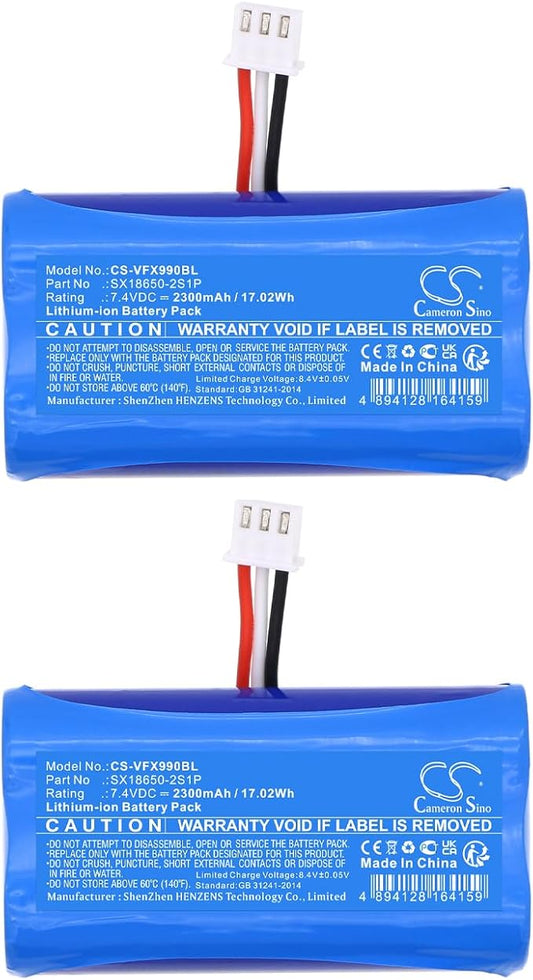 Cameron Sino (2PCS) Replacement for Ver'ifone X970 X990 Battery,fits SX18650-2S1P 2300mAh/7.4V