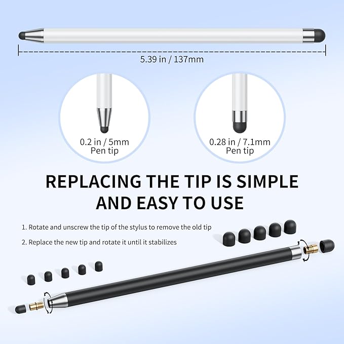 Stylus (10Pcs), Stylus Pen for Touchscreen, High Precision and Sensitivity Stylus Pen for Android Smartphone and Tablets, Compatible with Capacitive Touch Screen (Light Cyan)
