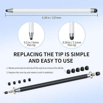 Stylus (10Pcs), Stylus Pen for Touchscreen, High Precision and Sensitivity Stylus Pen for iPad/iPhone/Samsung/Android Smartphone and Tablets, Compatible with All Capacitive Touch Screen (White)