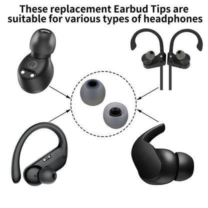 TSZYYM Earbud Tips Ear Bud Tips Soft Anti Slip Washable and Reusable Silicone Replacement Earbud Tips Fit Most in-Ear Earbuds(Inner Hole 3.8mm -5.1mm) 18pcs S M L