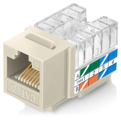Everest 90 Degree RJ45 Cat6 Keystone Jacks Slim Profile 50-Pack Ivory