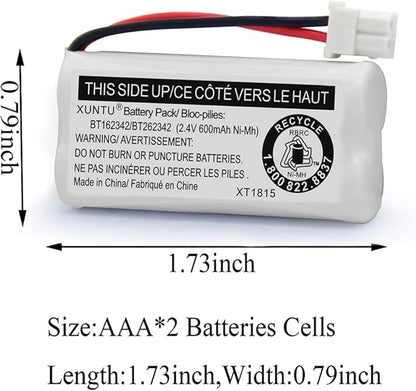 XUNTU BT162342/BT262342 2.4V 600mAh Ni-MH Cordless Phone Battery Pack BT166342/BT266342 BT183342/BT283342 Compatible with EL52351 TL90070 CS5119 DS6511 DS6722 LS6305 Handset (4 Pack)