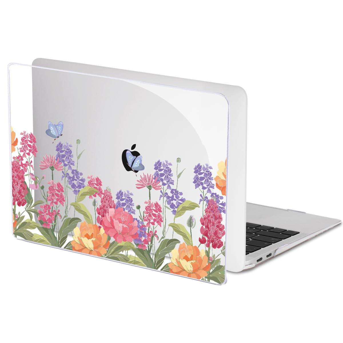 LCMOCICO for MacBook Pro 13 Inch Case 2022 2021 2020 Release A2338 M2 M1 A2251 A2289, Plastic Hard Shell Case for MacBook Pro 13.3 inch with Touch Bar & Touch ID, Pink & Purple Flowers