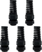 LeMotech 5Pcs NPT 1" IP68 Waterproof Cable Gland Flex Spiral Strain Relief Black Nylon Joint with Gaskets for 18-25mm Wire Thread